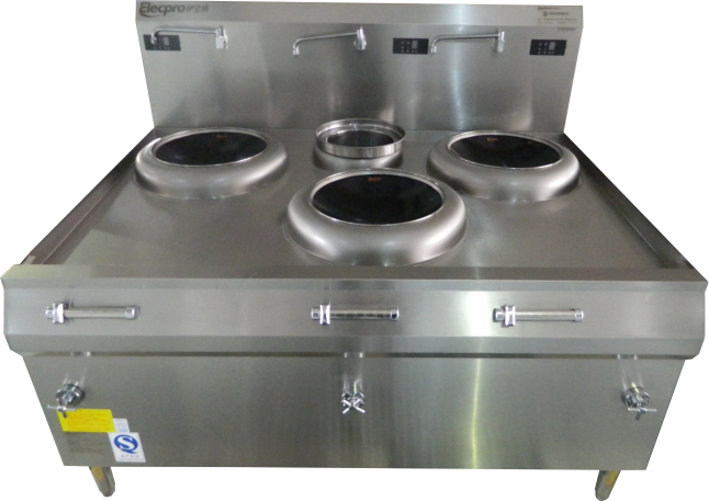 Induction Wok with Rear Stock Pot  (Triple-Head)